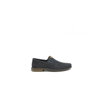 Pantofi casual  bleumarin din piele naturala cu perforatii RIK13459-14