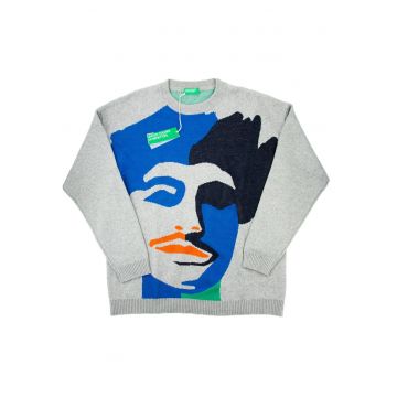 Pulover barbati Benetton - gri - amestec de modele - bumbac - set elegant -