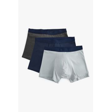 Set de boxeri cu model uni si talie elastica - 3 perechi