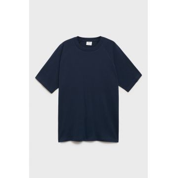 Tricou din amestec de in cu decolteu la baza gatului