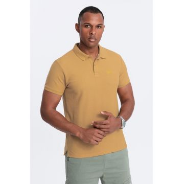 Tricou polo cu model uni - Galben mustar