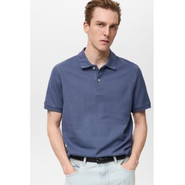 Tricou polo din bumbac cu fenta cu nasturi