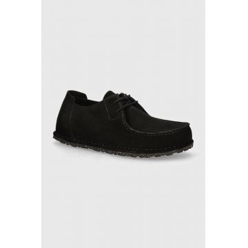 Birkenstock pantofi de piele intoarsa Utti Lace barbati, culoarea negru, 1028597