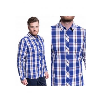 Camasa Barbati -  Casper Kc B-Check - Croi: Regular Fit - Inchidere: Nasturi - Compozitie Material: 100% Bumbac - Model Dominant: Carouri - M Intl - Albastru
