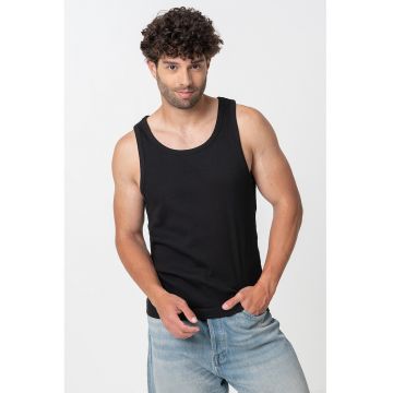 Top de bumbac cu decolteu rotund