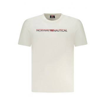 Tricou barbati cu imprimeu cu logo si decolteu la baza gatului