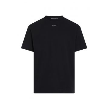Tricou de bumbac cu decolteu la baza gatului