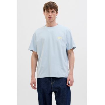 Tricou din amestec de bumbac organic cu decolteu la baza gatului