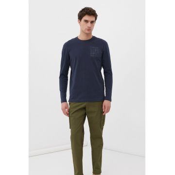 Bluza din bumbac cu imprimeu text pe piept