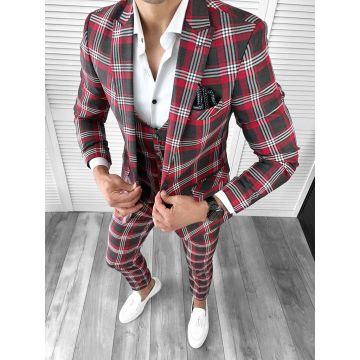 Costum barbati slim fit (PANTALONI + VESTA)  7808  O4-3.3