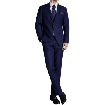 Costum pentru barbati  poliester/viscoza - slim fit - cu sacou si pantaloni - bleumarin -