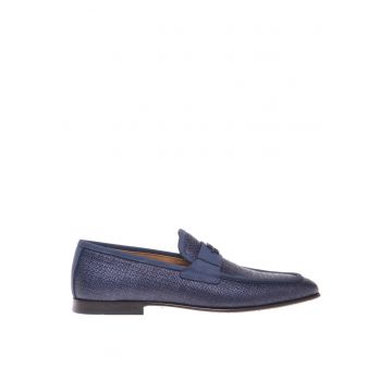 Pantofi loafer cu detalii din piele nabuc Raffia