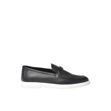 Pantofi loafer din piele cu logo metalic