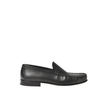 Pantofi loafer din piele cu model tesut