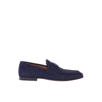 Pantofi loafer din piele intoarsa cu design perforat