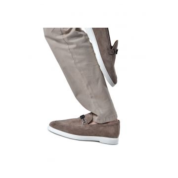 Pantofi loafer din piele intoarsa cu logo