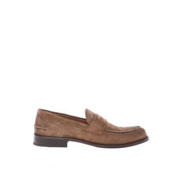 Pantofi loafer din piele intoarsa cu model uni