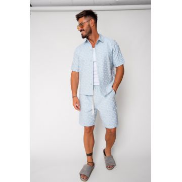 Set camasa si pantalon scurt din denim Blue/Beige 17260