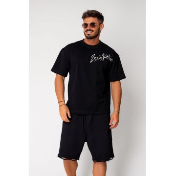 Tricou Back Smile Heavy Oversized Black 17397