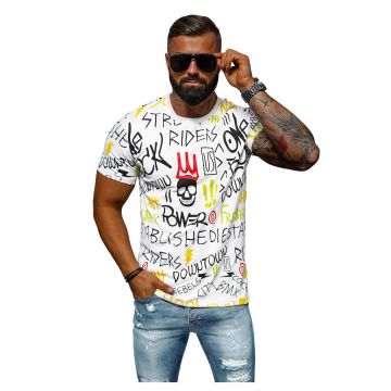 Tricou barbati cu imprimeu Fowl alb