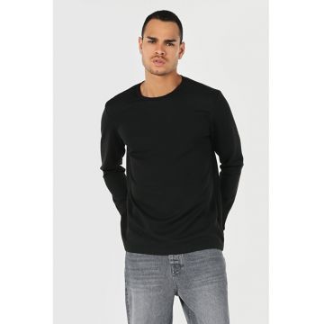 Tricou Cu Maneca Lunga De Barbati Negru Regular Fit2