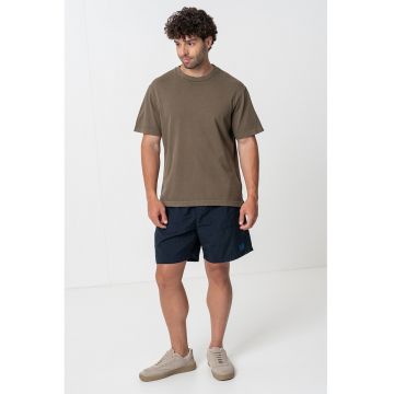 Tricou din bumbac cu decolteu la baza gatului