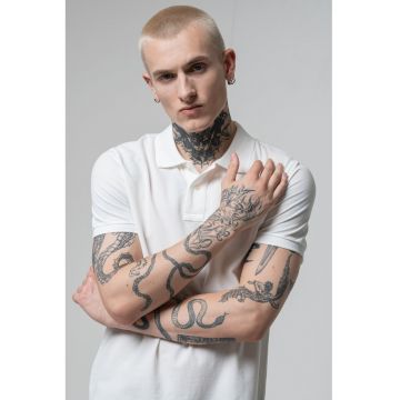 Tricou polo cu model uni - Alb