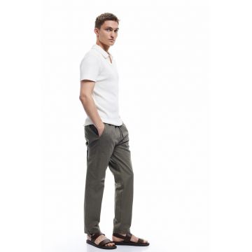 Tricou polo slim-fit cu model uni