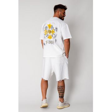 Tricou Yellow Flower Heavy Oversized White 17400