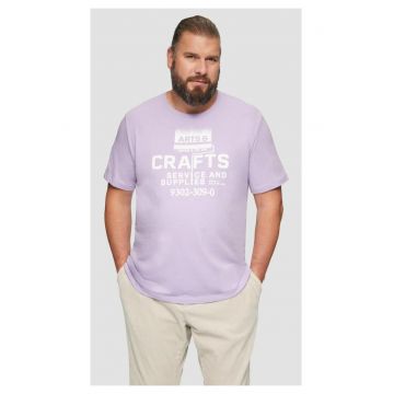 Big Sizes Tricou barbati big sizes cu imprimeu text si decolteu la baza gatului - Lila
