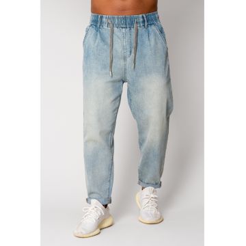 Blugi Joggly lungi cu snur Light Blue 17373