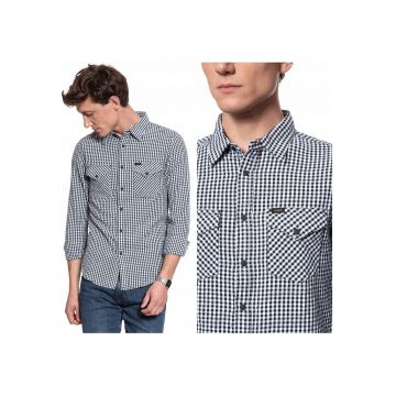 Camasa Barbati -  Camasa Western - Croi: Slim Fit - Inchidere: Nasturi - Compozitie Material: 100% Bumbac - Numar De Buzunare: 2 - Negru - 1 Bucata