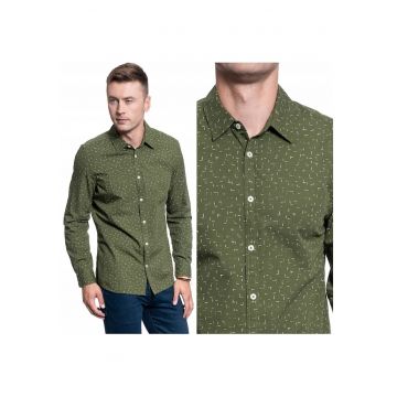 Camasa Barbati -  Casper Chambray - Croi: Regular Fit - Stil: Drept - Inchidere: Nasturi - Compozitie Material: 100% Bumbac - Verde - 1 Bucata