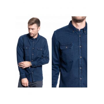 Camasa Barbati -  Casper Denim - Croiala Regulara - Nasturi - 2 Buzunare - 100% Bumbac - Albastru