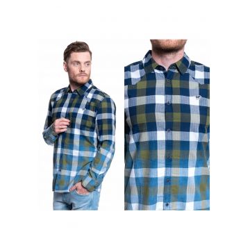 Camasa Barbati -  Casper Fade Wash - Croiala Regulara - Nasturi - 100% Bumbac - Maneci Lungi - Verde