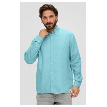 Camasa barbati din in cu maneca lunga si croiala Regular fit -  Albastru deschis