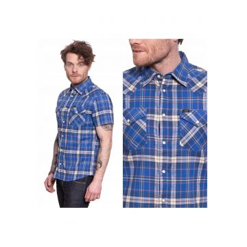 Camasa Barbati -  Ss Western - Croi: Regular Fit - Stil: Regular - Inchidere: Capse - Compozitie Material: 100% Bumbac - Albastru - 1 Bucata