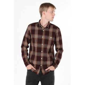 Camasa Cu Maneca Lunga De Barbati Bordo Regular Fit
