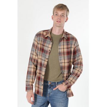 Camasa Cu Maneca Lunga De Barbati Maro Regular Fit