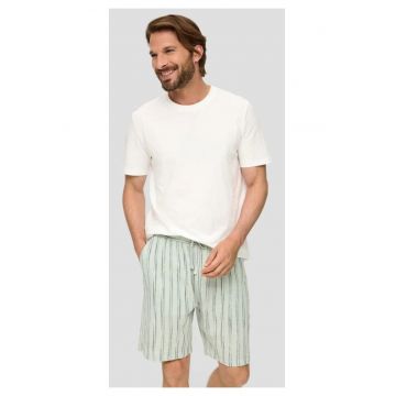 pantaloni scurti barbati din amestec de bumbac si in - imprimeu in dungi