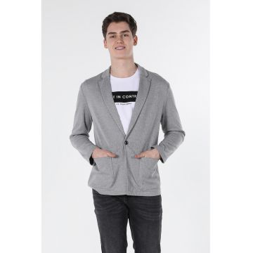 Sacou casual slim fit cu model herringbone