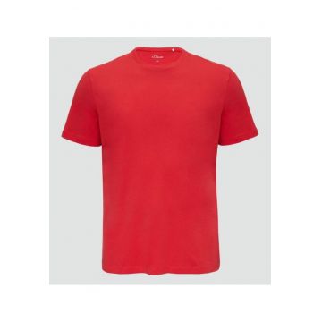 Tricou barbati big size cu decolteu la baza gatului si logo - din bumbac
