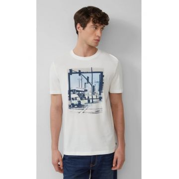 Tricou barbati cu imprimeu foto - decolteu la baza gatului si croiala Regular Fit