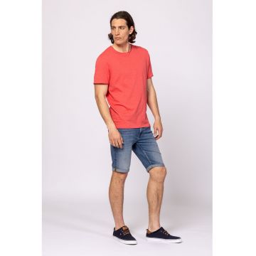 Tricou din bumbac cu decolteu la baza gatului