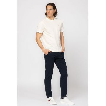 Tricou din bumbac cu decolteu la baza gatului