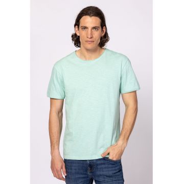 Tricou din bumbac cu decolteu la baza gatului