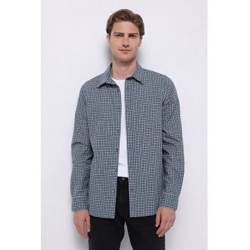 Camasa Cu Maneca Lunga De Barbati Albastru Marin Regular Fit CL1065591
