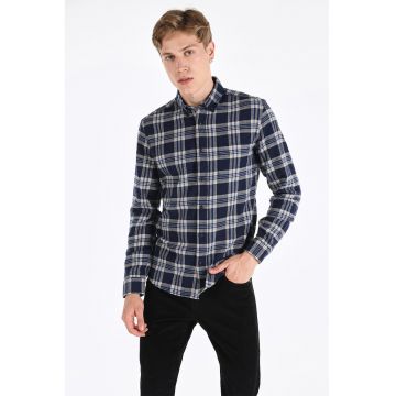 Camasa cu model in carouri si guler Oxford
