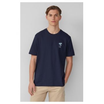 Q/S by s.Oliver Tricou barbati cu imprimeu - decolteu la baza gatului - Regular fit - Bleumarin inchis -