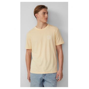 Q/S by s.Oliver Tricou barbati cu imprimeu - decolteu la baza gatului - Regular fit - Galben deschis -